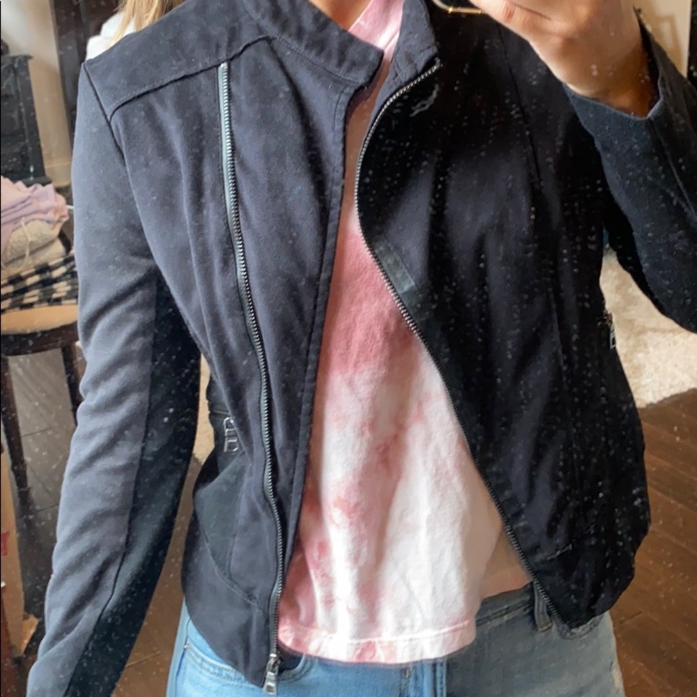 Faux suede moto jacket
